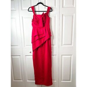 Black Halo Eve La Reina Red Crepe Off The Shoulder Gown Women's Size 6